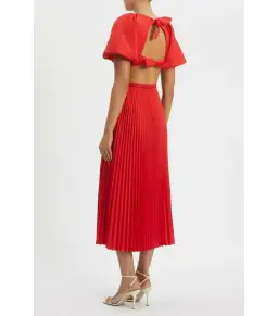 Rebecca Vallance Puff Sleeve Open Back Dress Red Size AU 6 for rent on The Volte - image 2