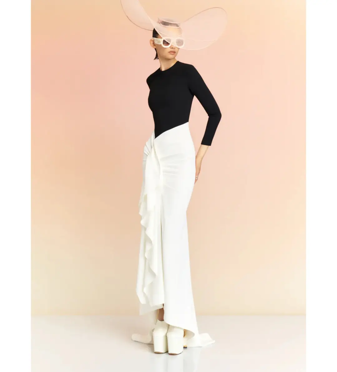 Solace London Nia Maxi Dress Black and Cream Size 8 for rent on The Volte - main image