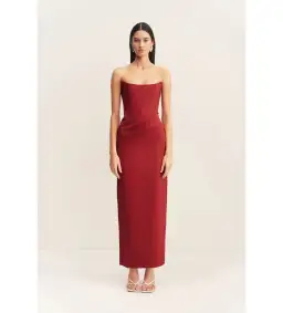 Shona Joy Lani Corset Maxi Dress in Red Dahlia Size AU 10