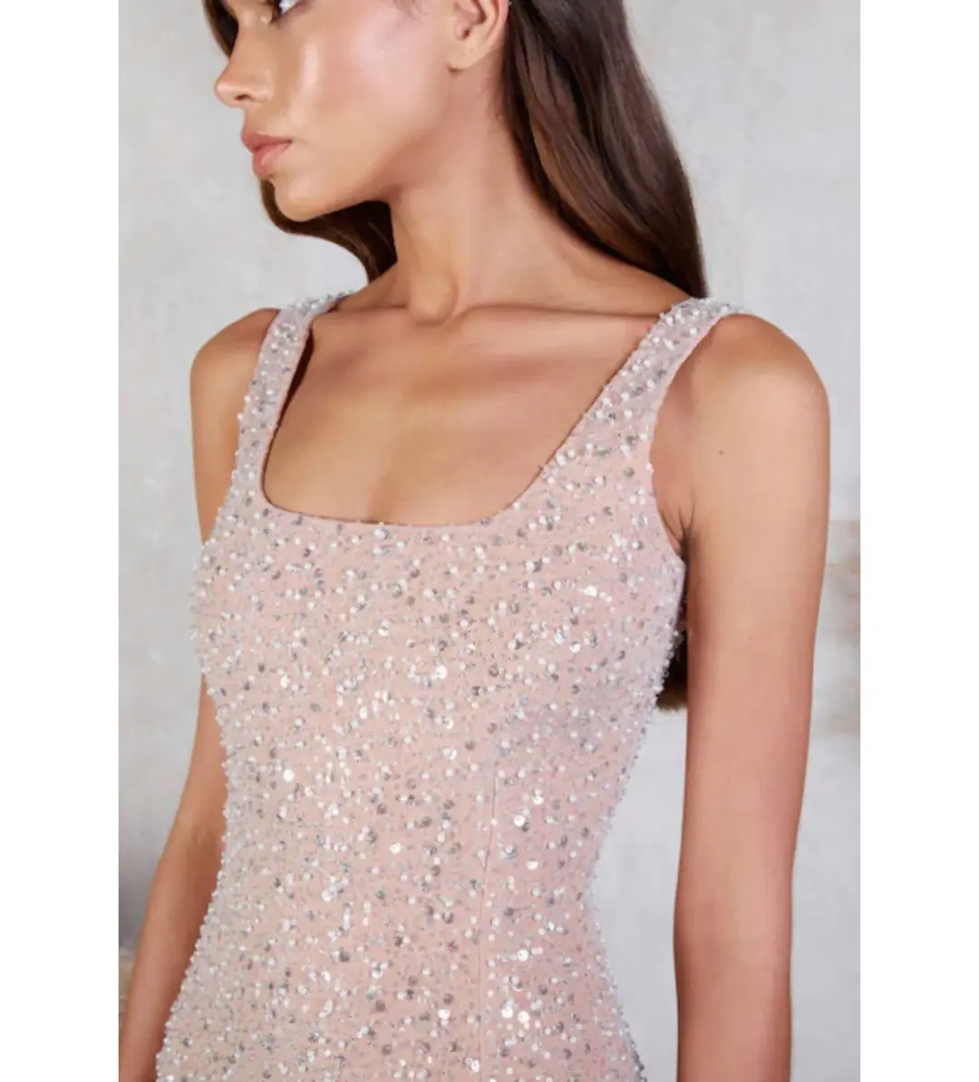 Nadine Merabi Lulu Embellished Feather Trim Midi Dress In White Size XL/AU 16 for rent on The Volte - main image