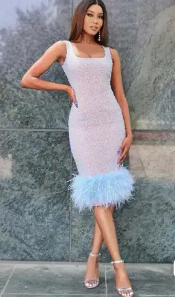 Nadine Merabi Lulu Embellished Feather Trim Midi Dress In White Size XL/AU 16 for rent on The Volte - image 2