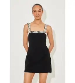 Odd Muse The Ultimate Muse Pearl Trim Mini Dress Black Size S/8 for rent on The Volte - image 2