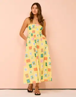 Palm Noosa West Dress in Yellow Emblem Size AU 10