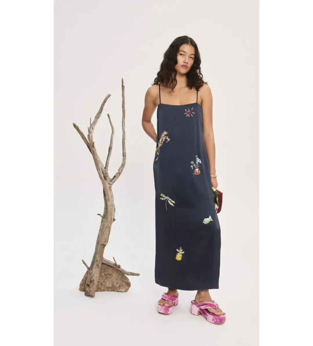 Alemais Fontaine Slip Midi Dress Navy Size 10 for rent on The Volte - main image