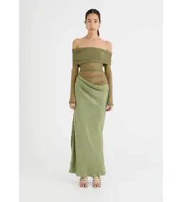 Benni Yasmin Off Shoulder Maxi in Pistachio Size 12 for rent on The Volte - image 1