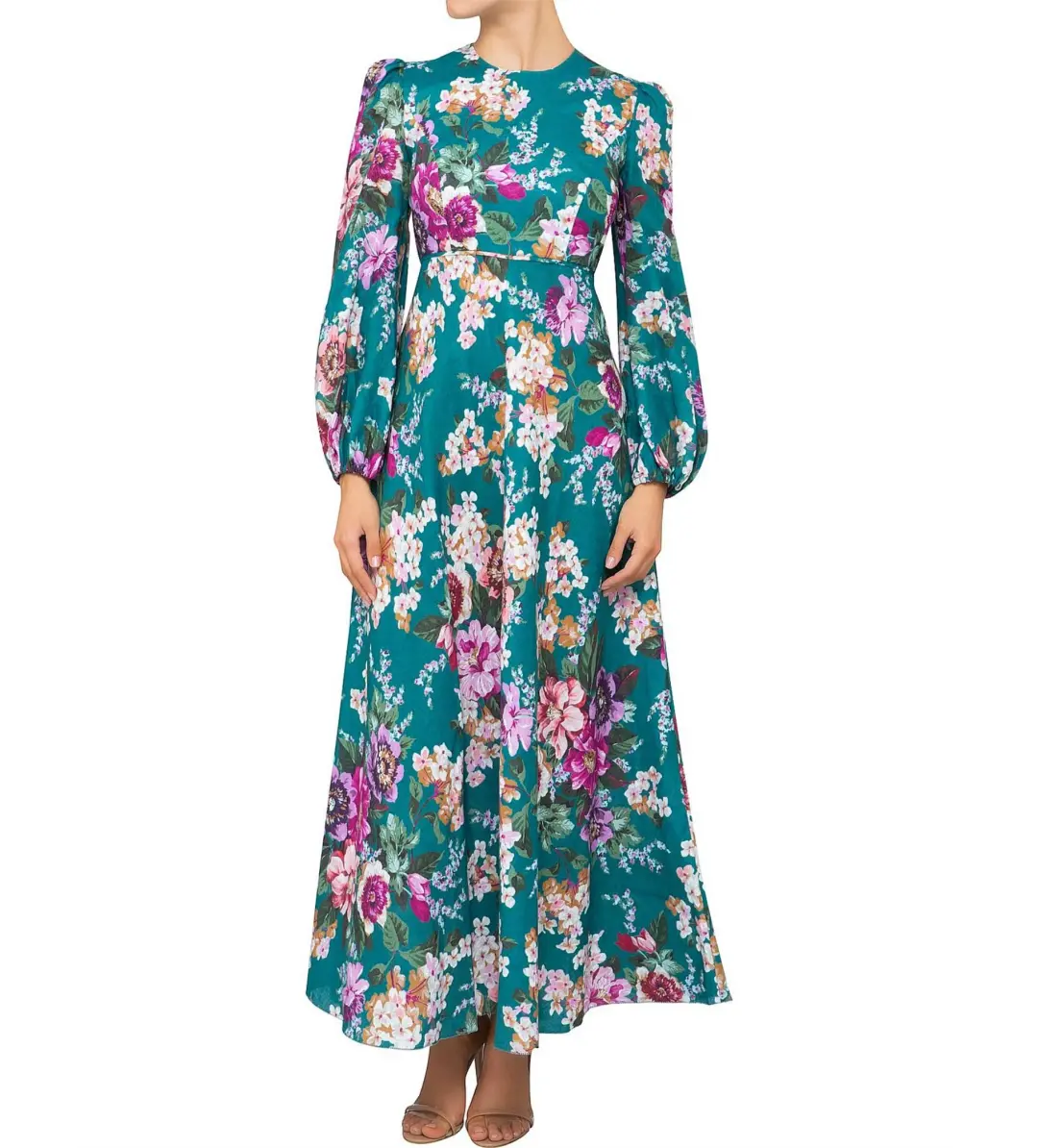 Zimmermann Allia High Neck Maxi Dress Emerald Floral Size 0 / AU 8 for rent on The Volte - main image