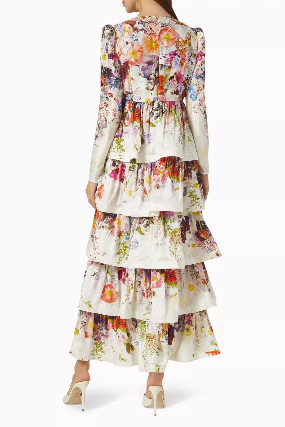 Zimmermann Prima Tiered Floral Midi Dress Multi Size 2 / AU 12 for rent on The Volte - main image