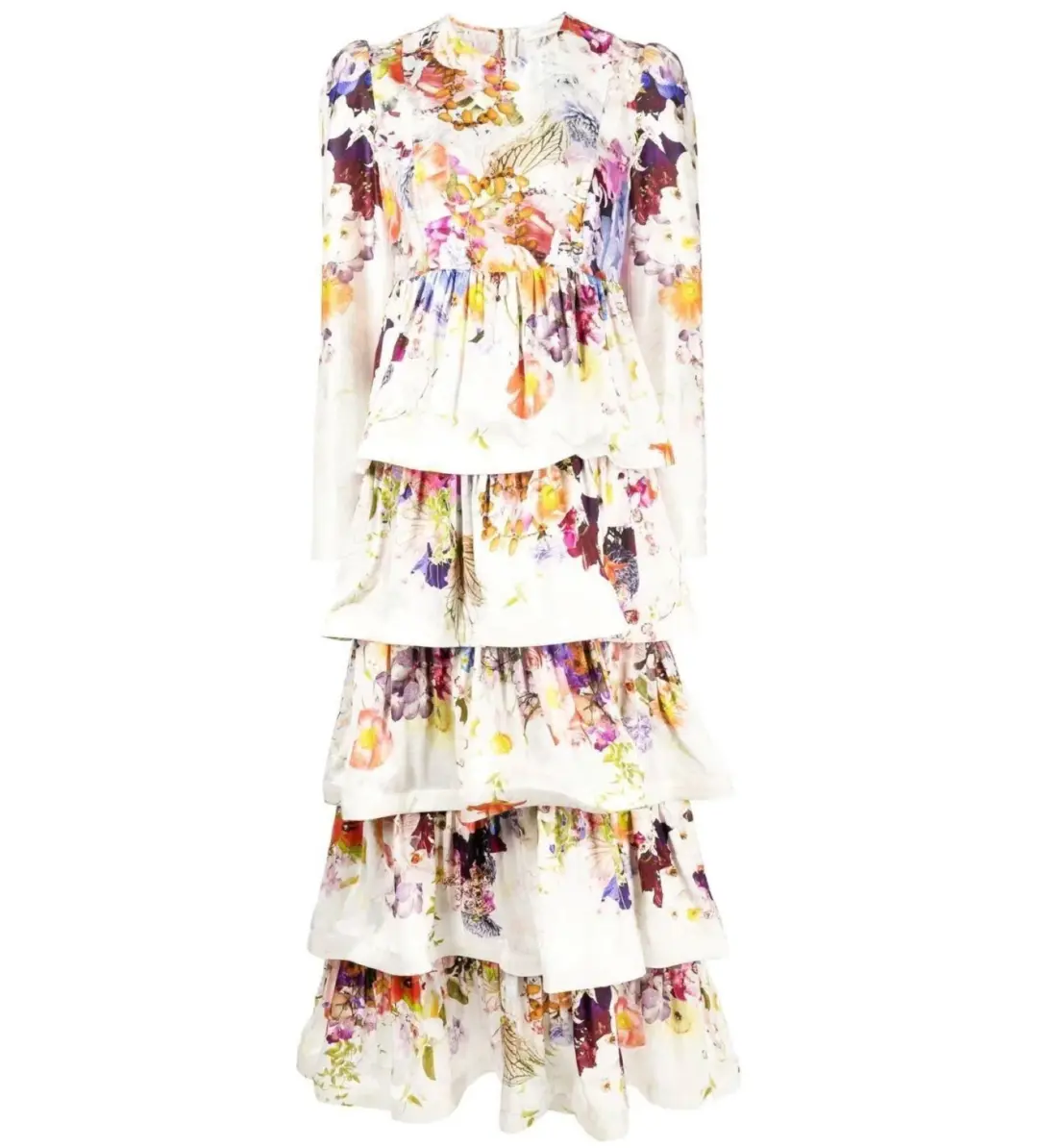 Zimmermann Prima Tiered Floral Midi Dress Multi Size 2 / AU 12 for rent on The Volte - main image
