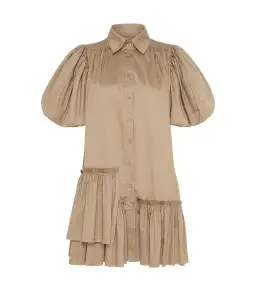 Aje Ambience Puff Sleeve Mini Dress Mocha Size AU 10 for rent on The Volte - image 5