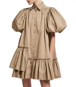 Aje Ambience Puff Sleeve Mini Dress Mocha Size AU 10 for rent on The Volte - image 1