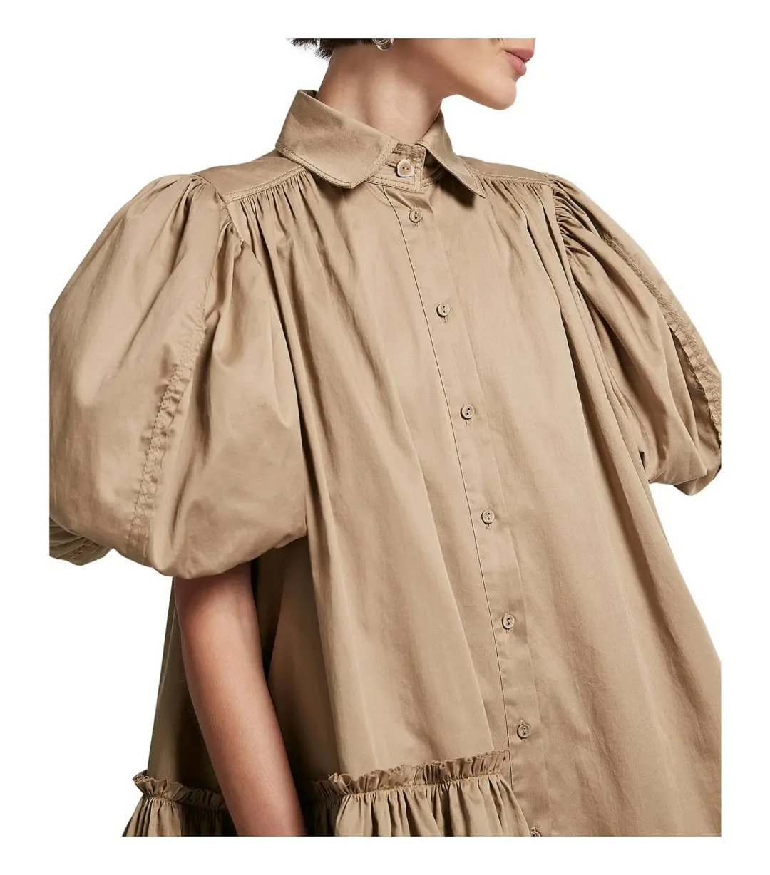 Aje Ambience Puff Sleeve Mini Dress Mocha Size AU 10 for rent on The Volte - main image