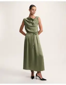 Saba Jayde Belted Midi Skirt Olive Green Size AU 6 for rent on The Volte - image 1