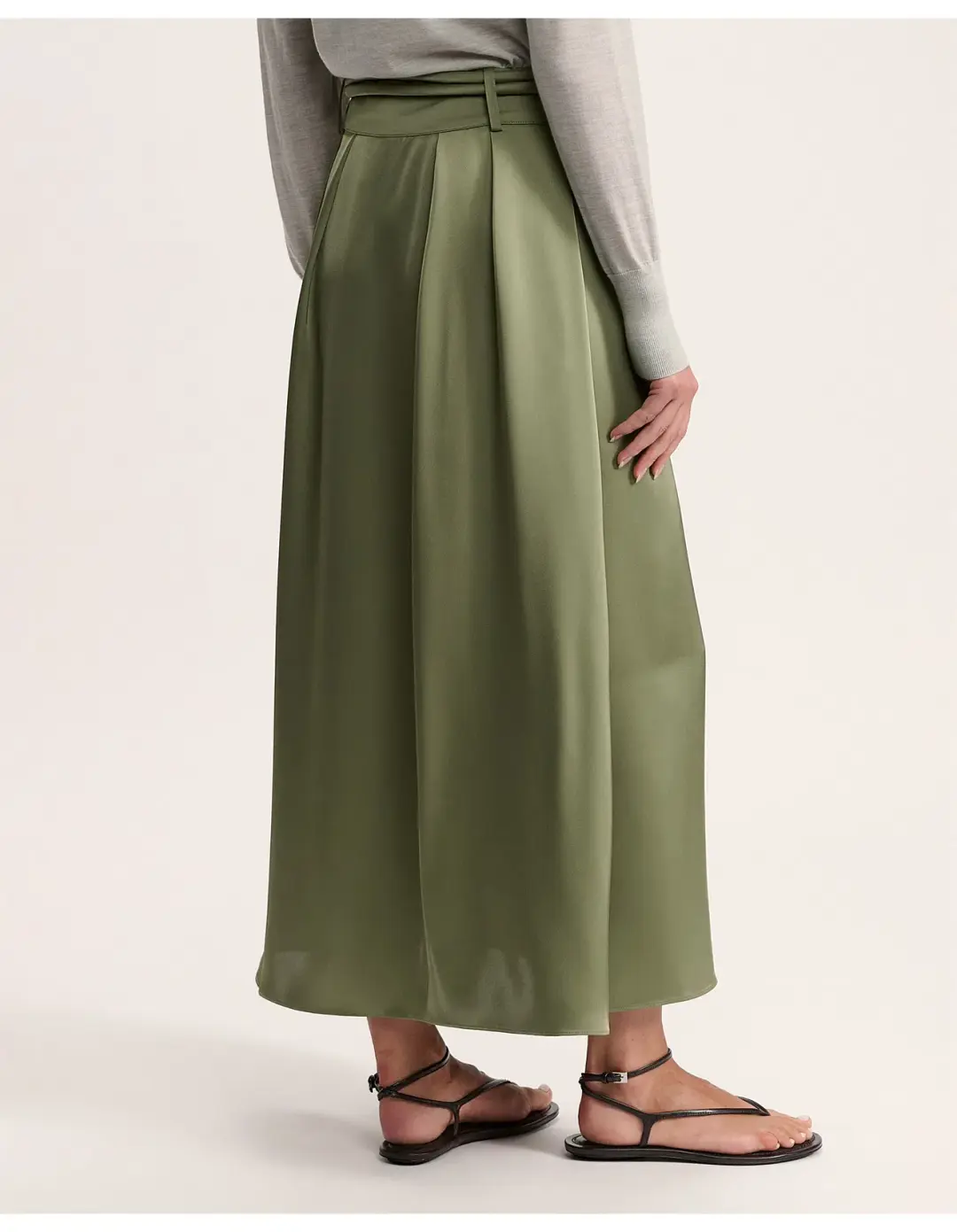 Saba Jayde Belted Midi Skirt Olive Green Size AU 6 for rent on The Volte - main image