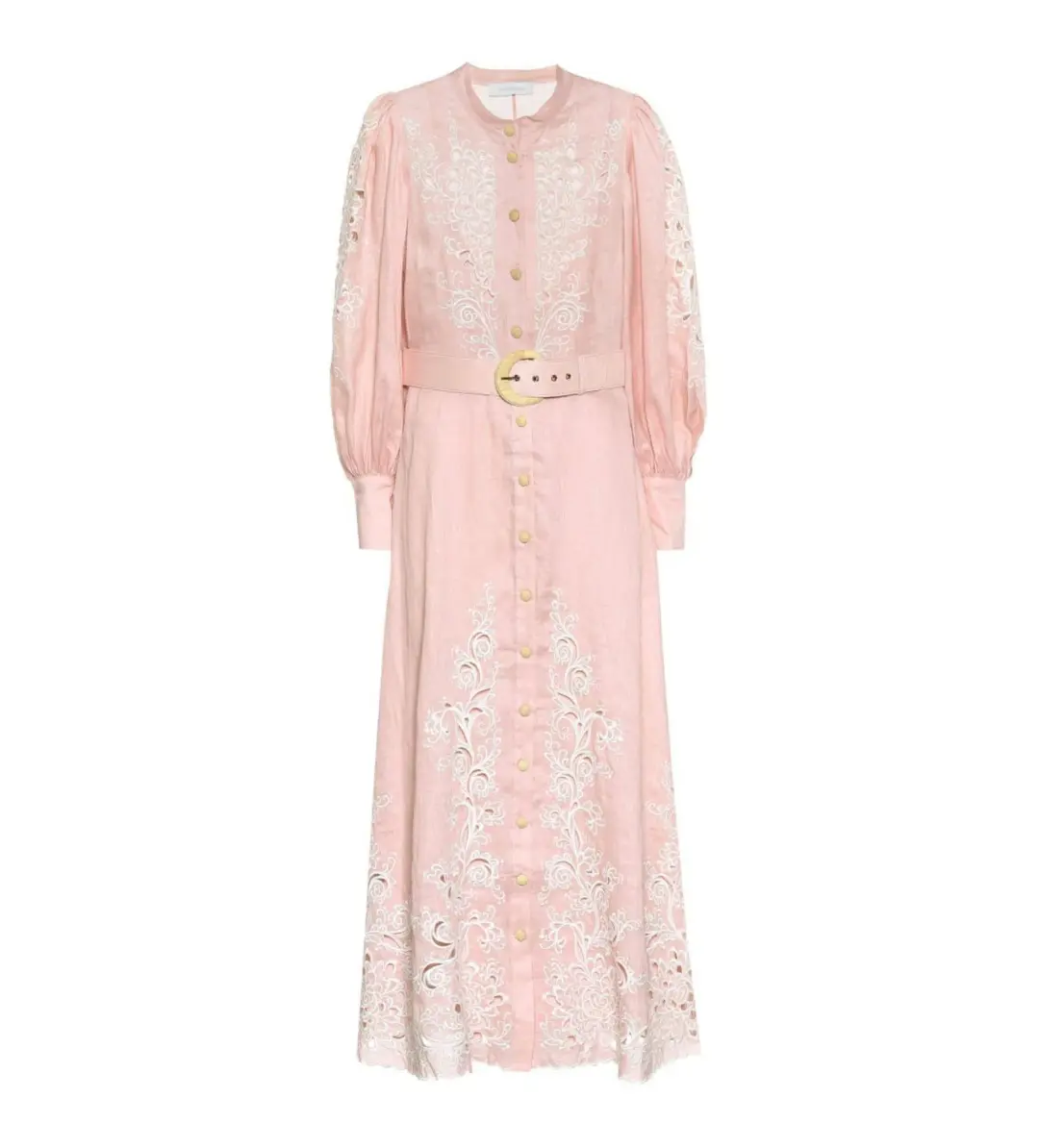 Zimmermann Freja Broderie Anglaise-linen Shirt Dress in Pink Size 0 / AU 8 for rent on The Volte - main image