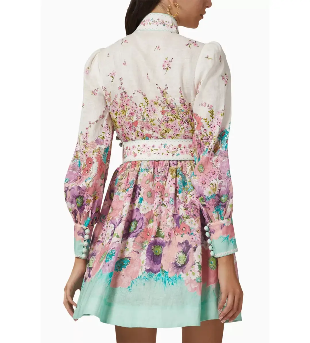 Zimmermann Jude Buttoned Mini Dress Multi Size 3/Au 14 for rent on The Volte - main image