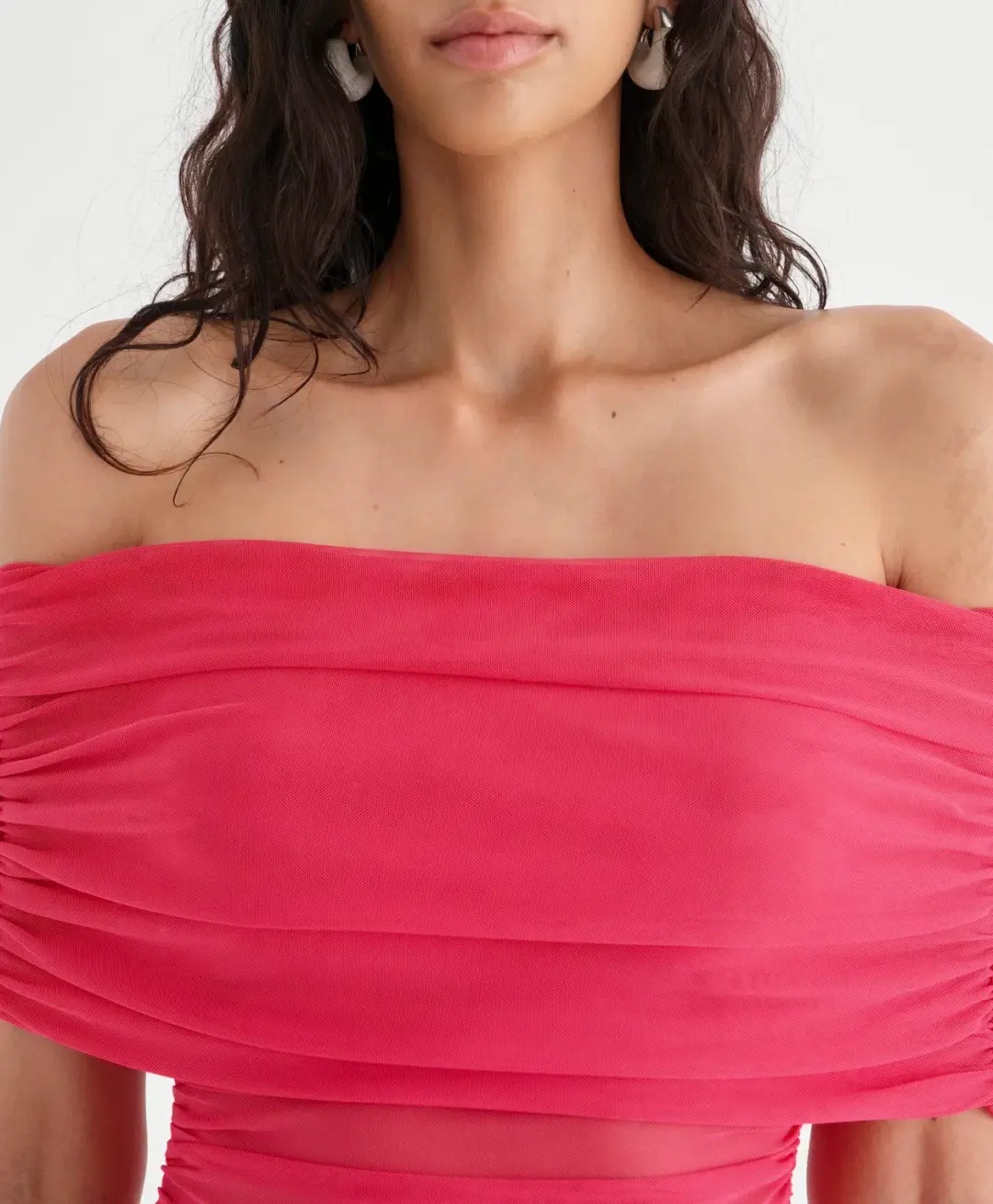 Benni Nico Off Shoulder Mini Dress Watermelon Size AU 10 for rent on The Volte - main image