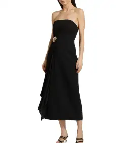 Acler Whitnell Bandeau Midi Black Dress Size AU 14