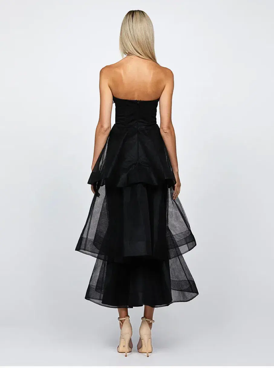 Barino Kascade Tiered Ruffle Midaxi Midi Black Size AU 10 for rent on The Volte - main image