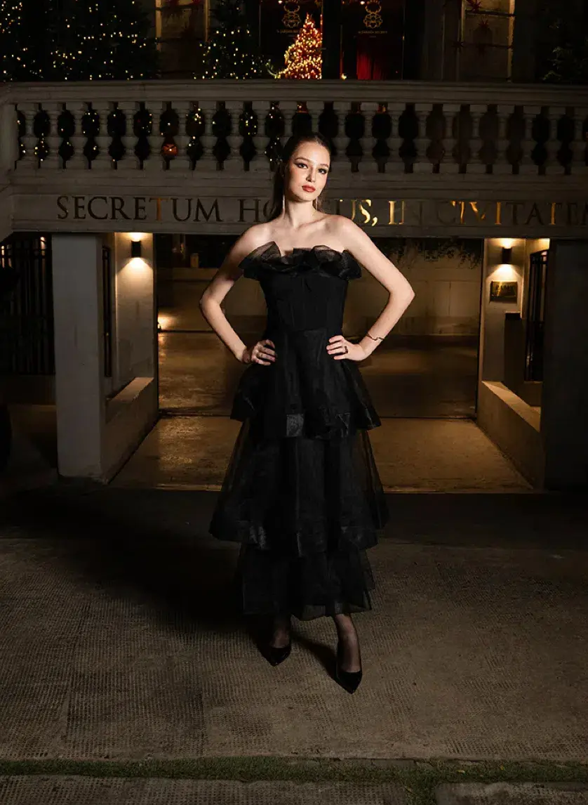 Barino Kascade Tiered Ruffle Midaxi Midi Black Size AU 10 for rent on The Volte - main image