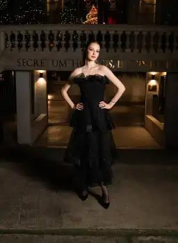 Barino Kascade Tiered Ruffle Midaxi Midi Black Size AU 10 for rent on The Volte - image 7