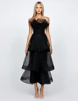 Barino Kascade Tiered Ruffle Midaxi Midi Black Size AU 10 for rent on The Volte - image 2