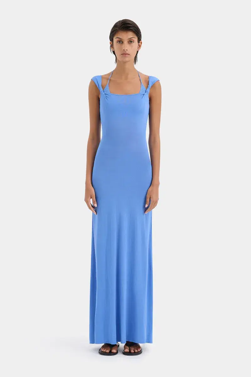 Sir The Label Valejo Halter Dress Blue Size 6 - Image 3