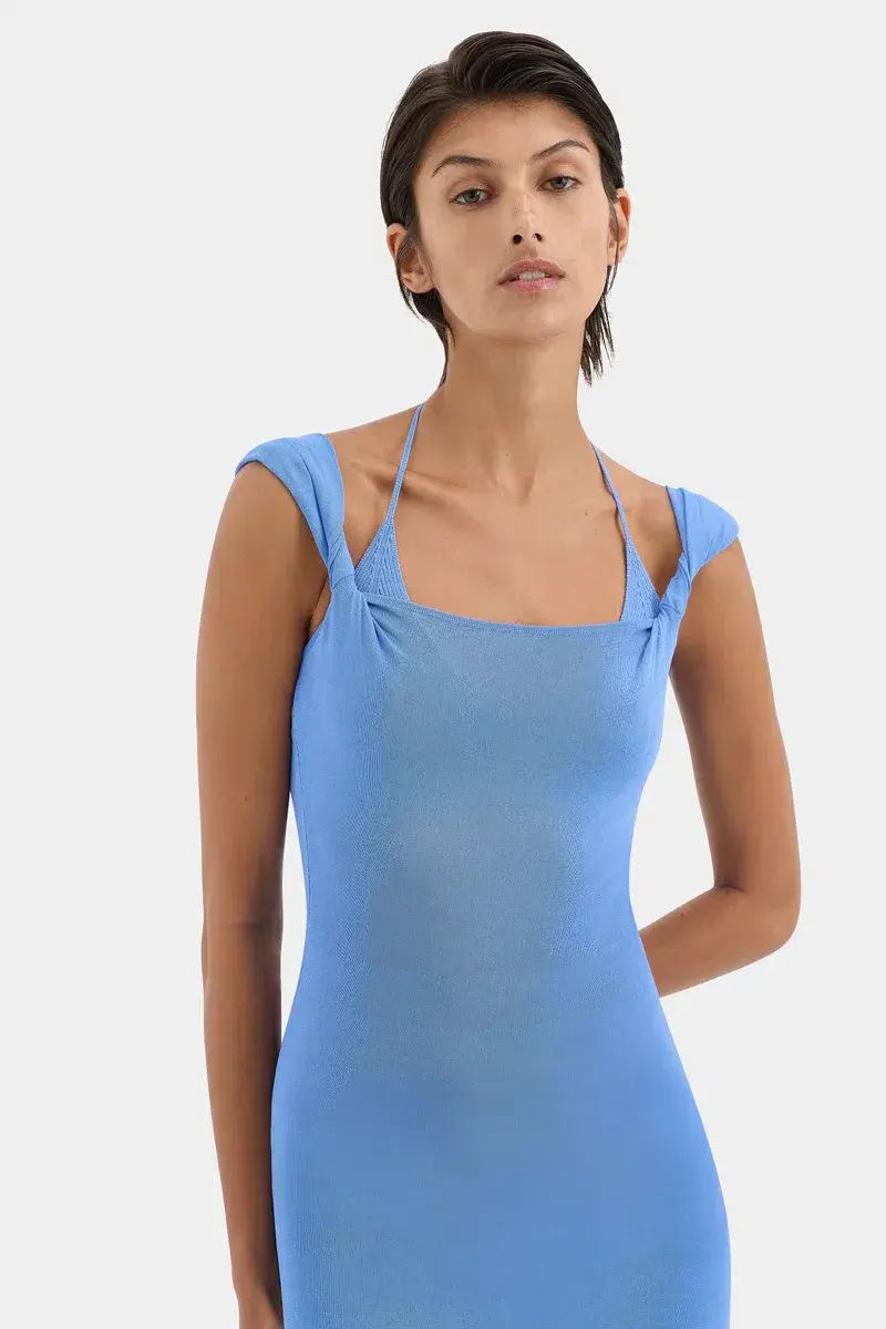 Sir The Label Valejo Halter Dress Blue Size 6 - Image 2