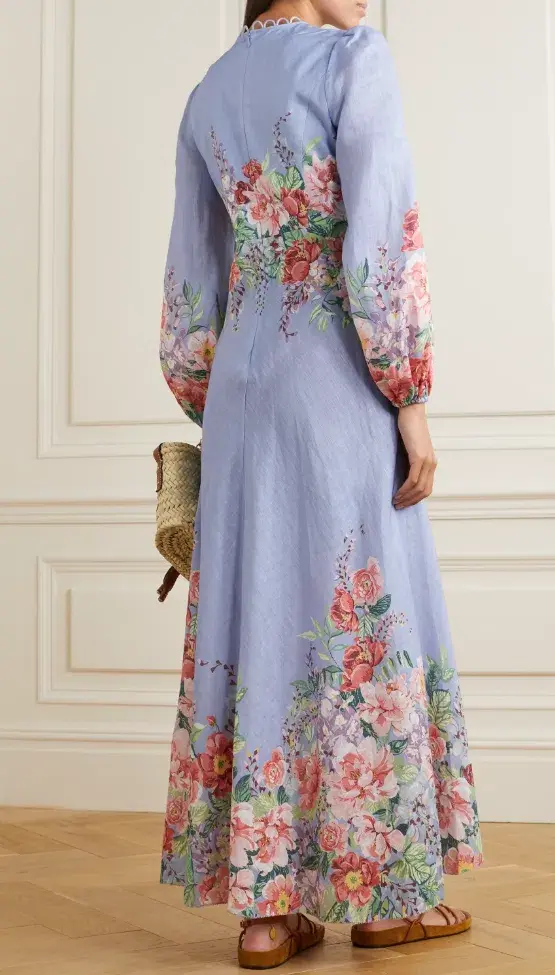 Zimmermann Bellitude Floral Long Dress Cornflower Floral Size 2 / AU 12 for rent on The Volte - main image