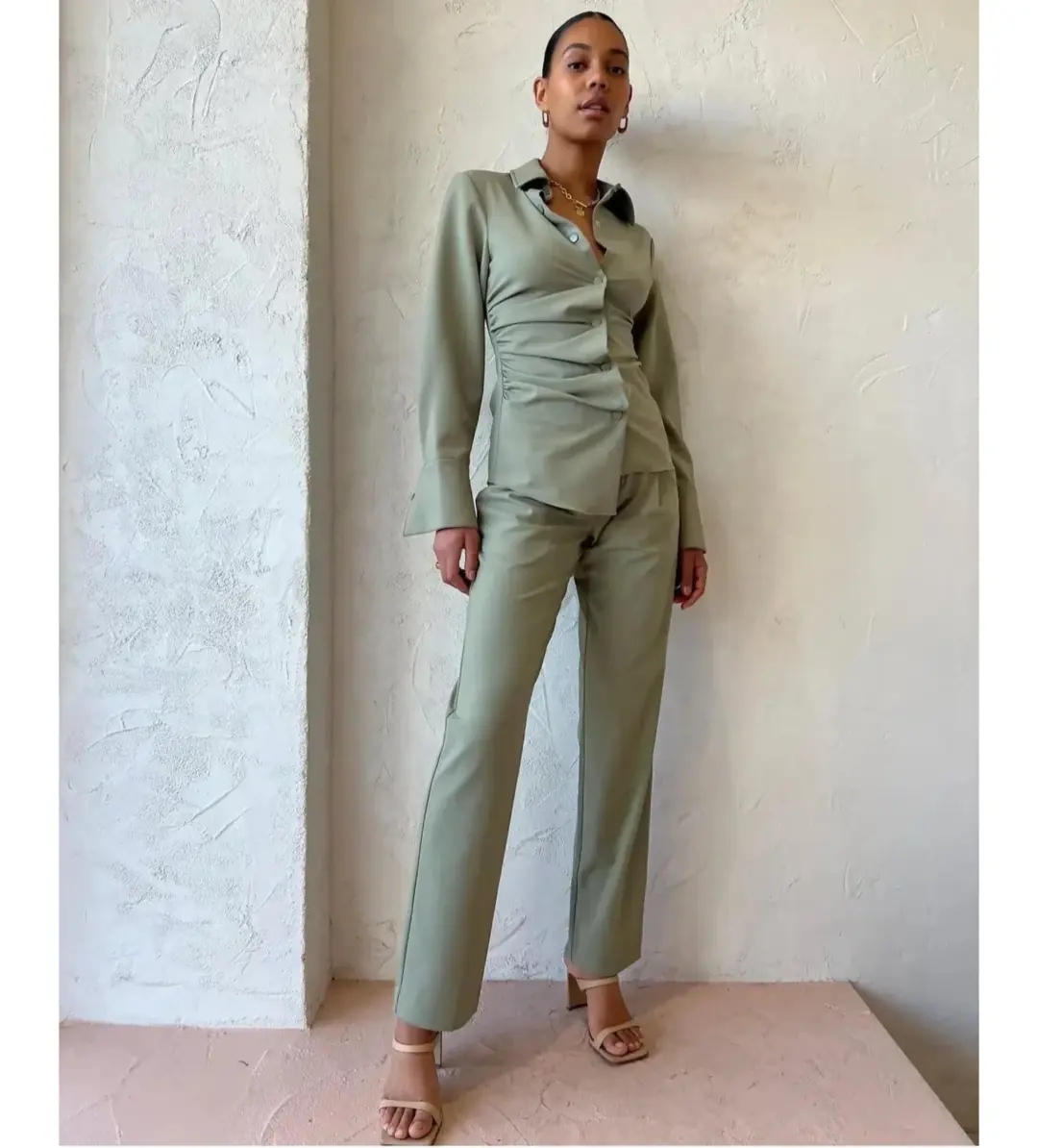 Sir the Label Adrien Tuck Shirt and Pants Set Sage Size 0/AU 6 for rent on The Volte - main image