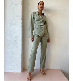 Sir the Label Adrien Tuck Shirt and Pants Set Sage Size 0/AU 6 for rent on The Volte - image 2