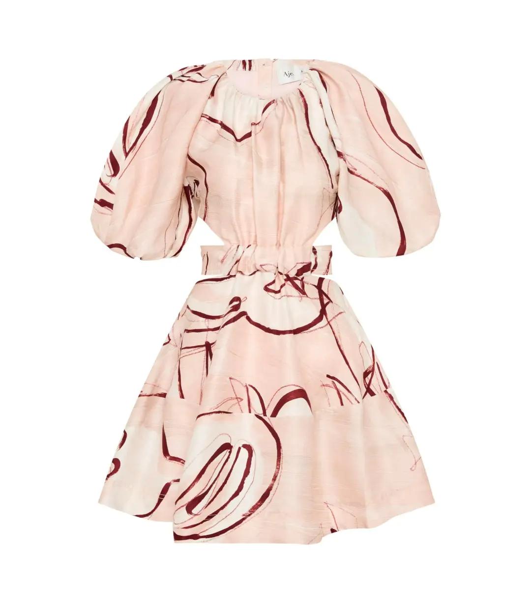 Aje Psychedelia Puff Sleeve Mini Dress Whimsical Dove Size AU 6 for rent on The Volte - main image