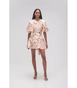 Aje Psychedelia Puff Sleeve Mini Dress Whimsical Dove Size AU 6 for rent on The Volte - image 1