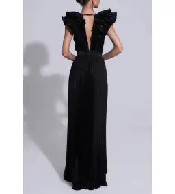 L'ldee Tuileries Split Gown in Noir Size 12 for rent on The Volte - image 4