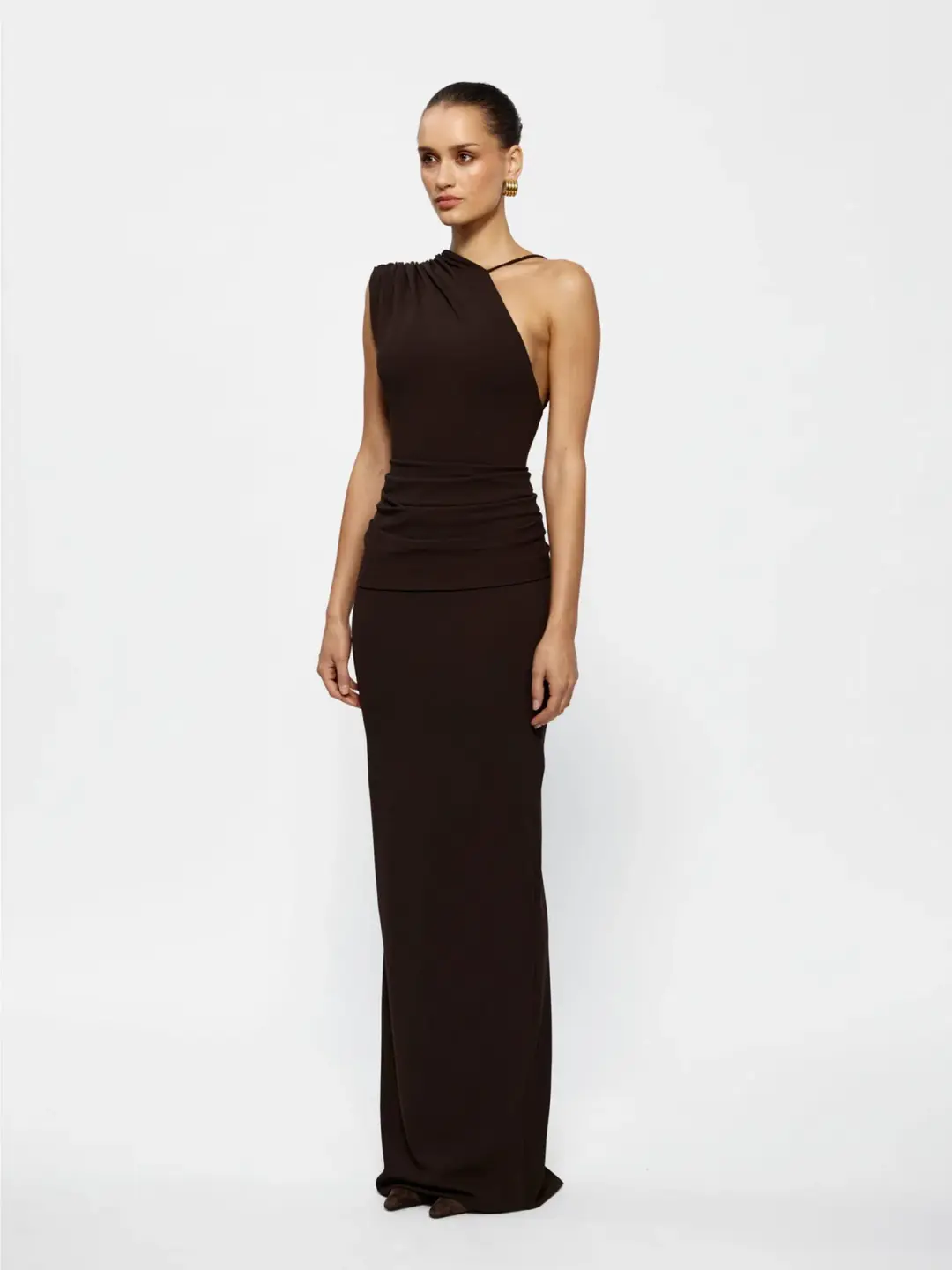 Effie Kats Greer Gown in Coffee Brown Size 8 for rent on The Volte - main image