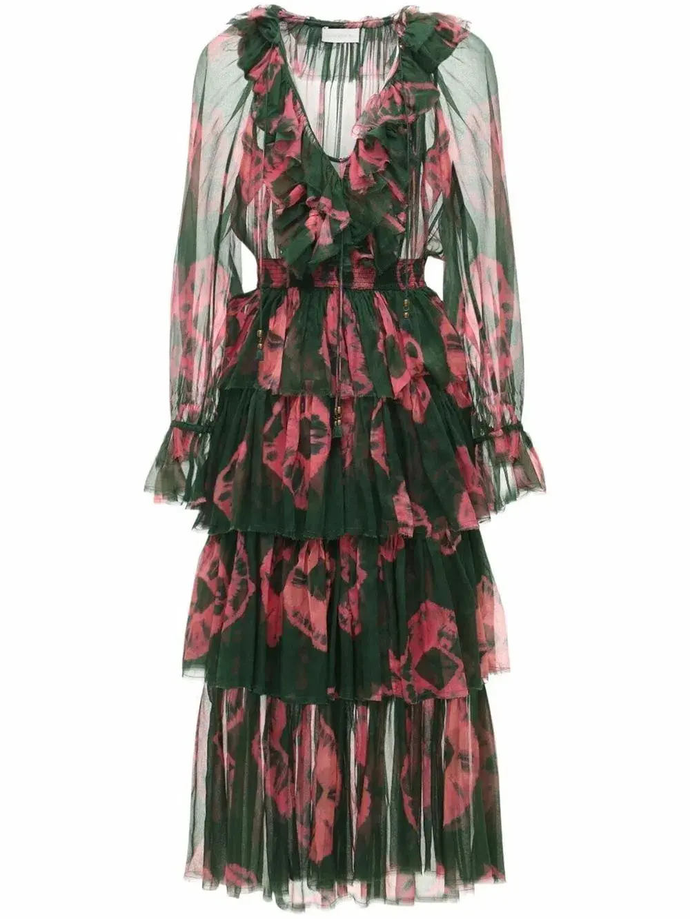 Zimmermann Poppy Tiered Frill Dress Multi Size AU 12 for rent on The Volte - main image