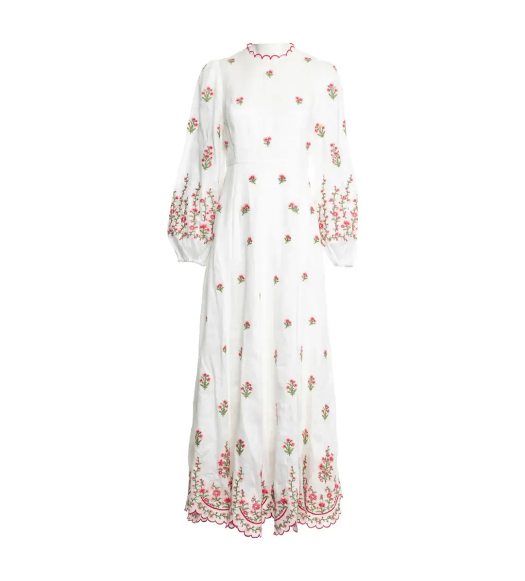 Zimmerman Poppy Floral Midi Dress in Pink Embroidery Size 1 / AU 10 for rent on The Volte - main image