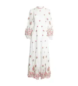 Zimmerman Poppy Floral Midi Dress in Pink Embroidery Size 1 / AU 10 for rent on The Volte - image 5