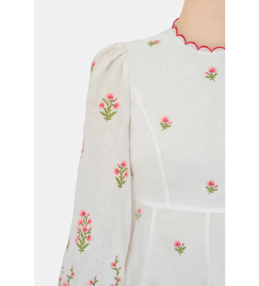 Zimmerman Poppy Floral Midi Dress in Pink Embroidery Size 1 / AU 10 for rent on The Volte - main image