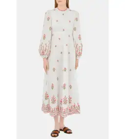 Zimmerman Poppy Floral Midi Dress in Pink Embroidery Size 1 / AU 10 for rent on The Volte - image 1