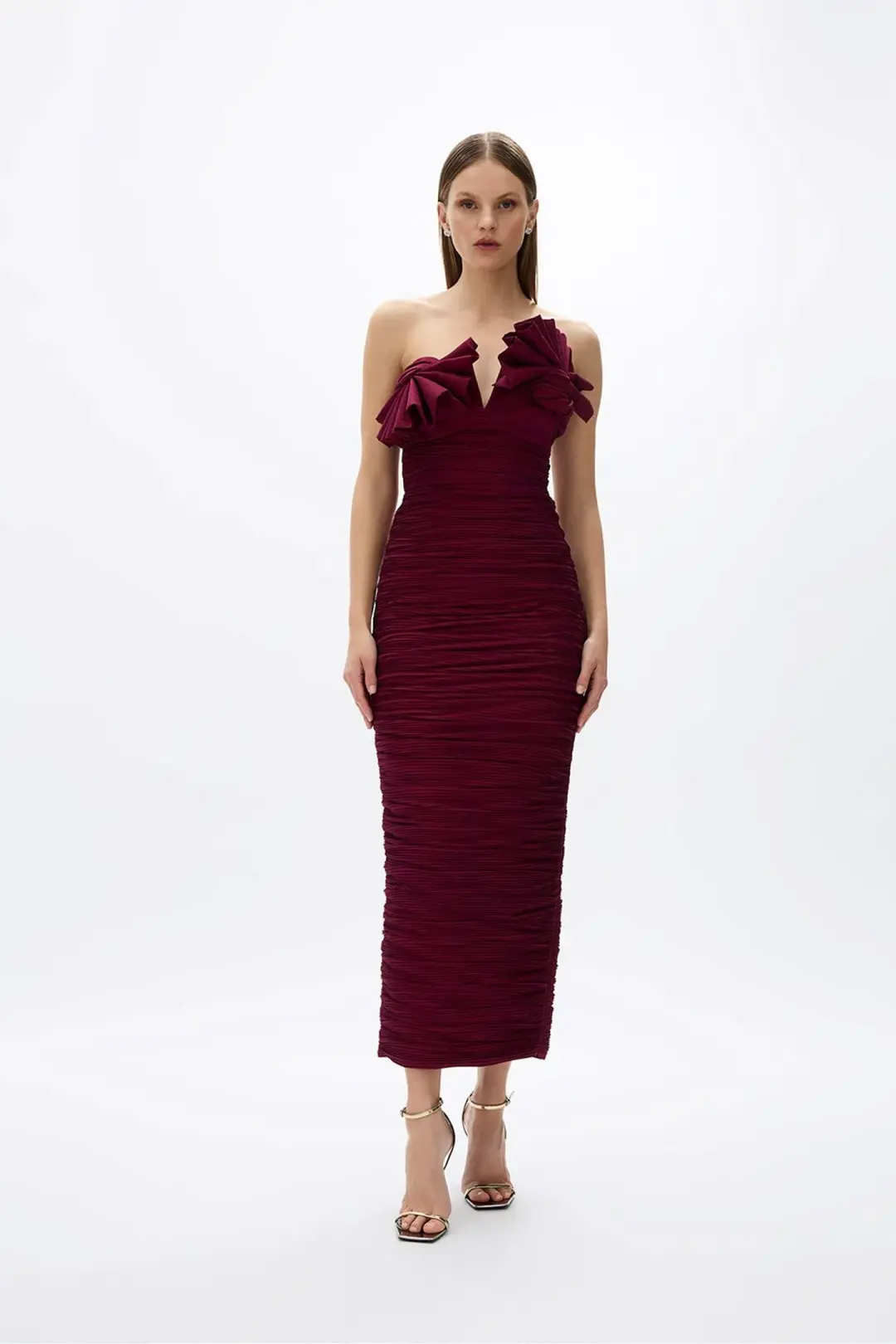 Rachel Gilbert Jensen Dress Merlot Size 10 for rent on The Volte - main image
