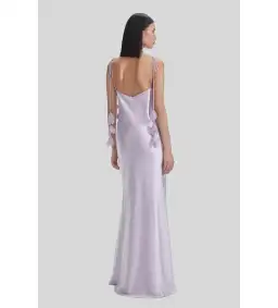 Self Portrait Flower Satin Maxi Dress Lilac Size 8 for rent on The Volte - image 3