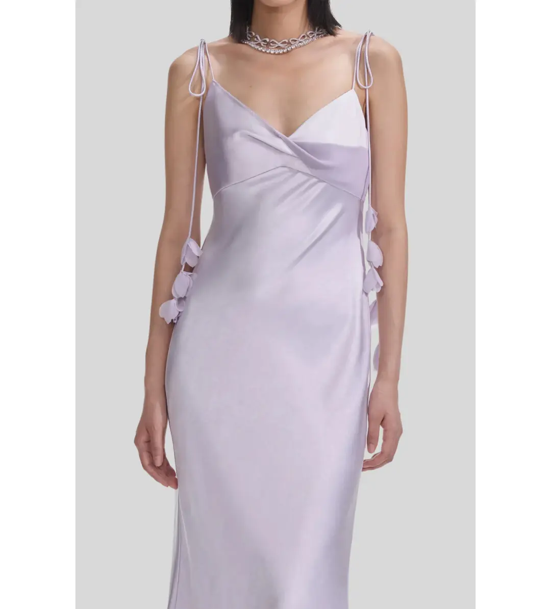 Self Portrait Flower Satin Maxi Dress Lilac Size 8 for rent on The Volte - main image