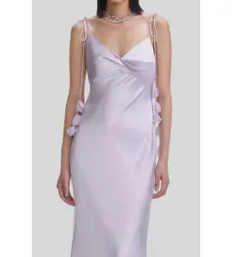 Self Portrait Flower Satin Maxi Dress Lilac Size 8 for rent on The Volte - image 4