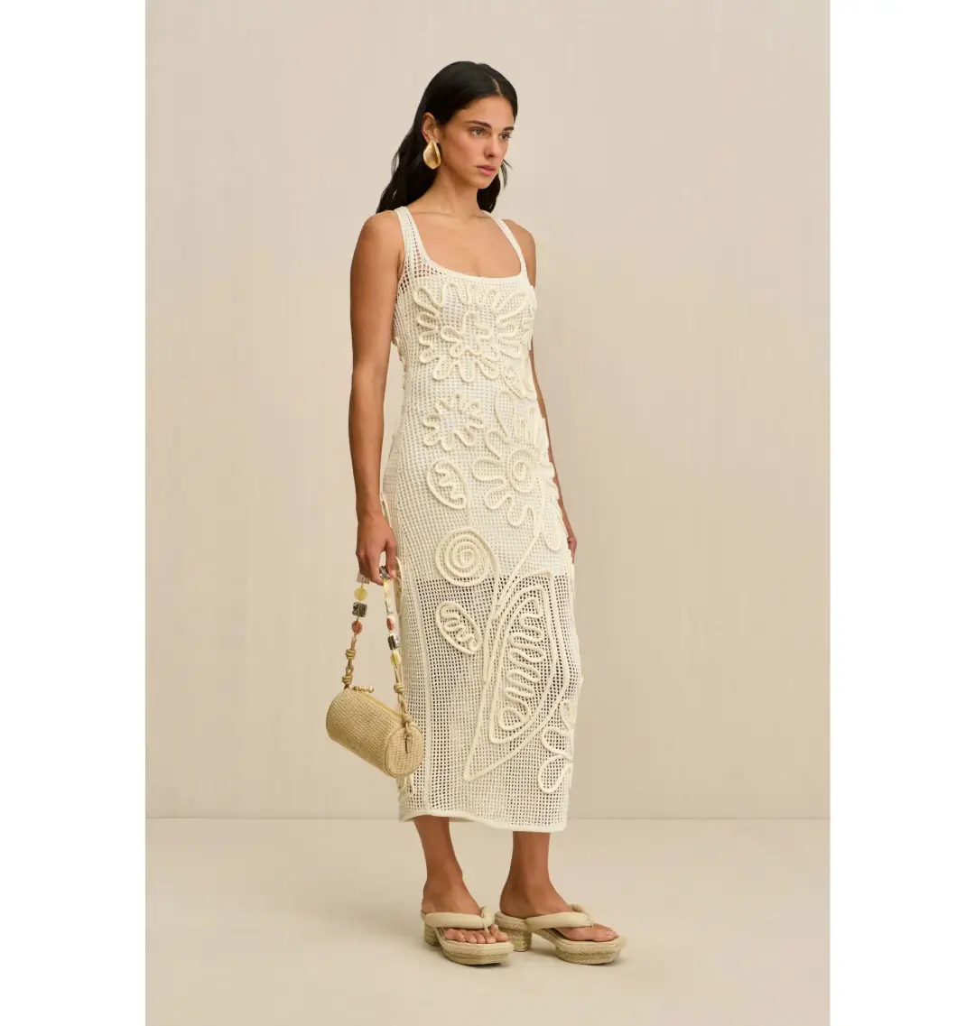 Cult Gaia Nissa Knit Midi Dress in Off White Size XS / AU 6 for rent on The Volte - main image