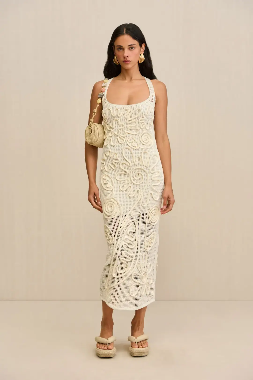 Cult Gaia Nissa Knit Midi Dress in Off White Size XS / AU 6 for rent on The Volte - main image
