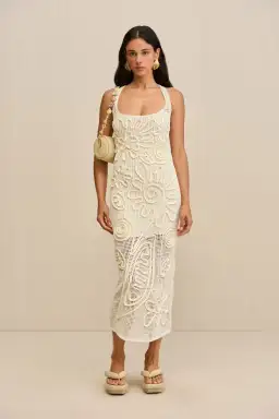 Cult Gaia Nissa Knit Midi Dress in Off White Size XS / AU 6 for rent on The Volte - image 1