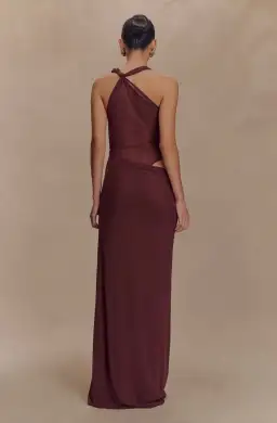 Meshki Edwina Knotted Mesh Maxi in Brown Size 8/S for rent on The Volte - image 2