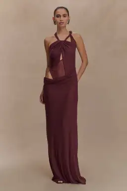 Meshki Edwina Knotted Mesh Maxi in Brown Size 8/S for rent on The Volte - image 1