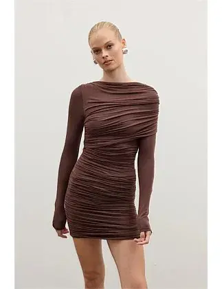 Bayse Kai Mini Dress in Chocolate Size S / AU 8 for rent on The Volte - main image