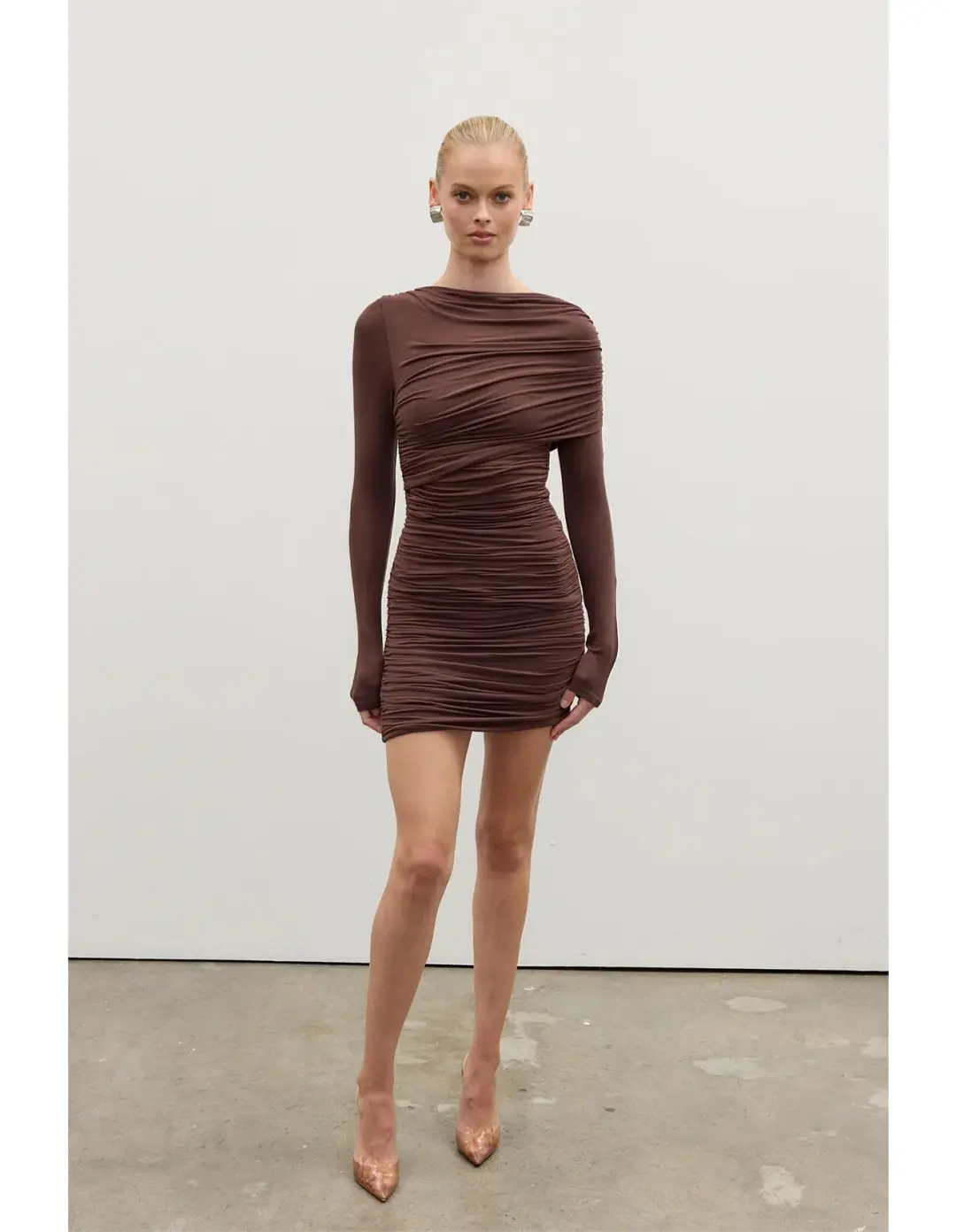 Bayse Kai Mini Dress in Chocolate Size S / AU 8 for rent on The Volte - main image